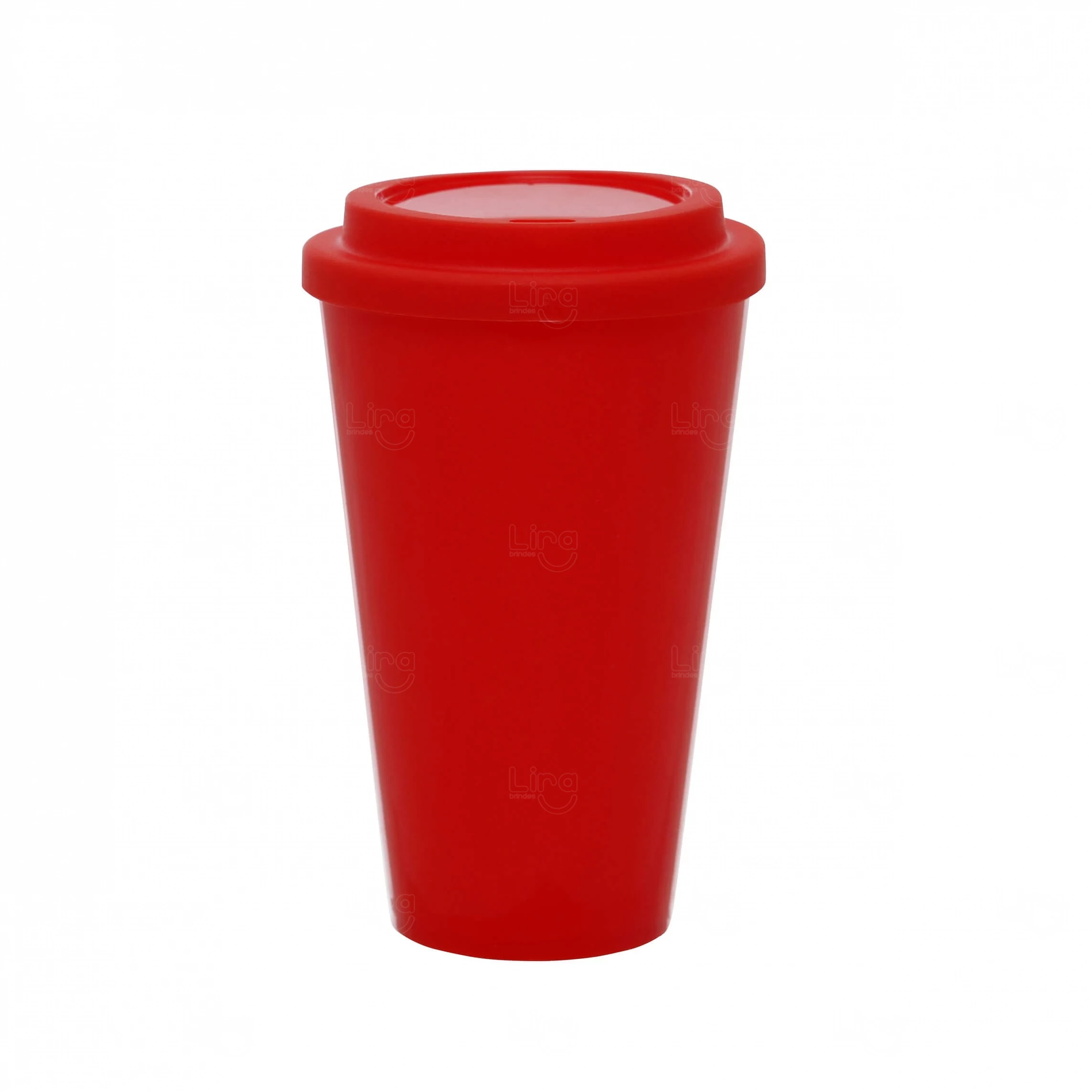Copo In Mold Label com Tampa 550ml Personalizado Vermelho