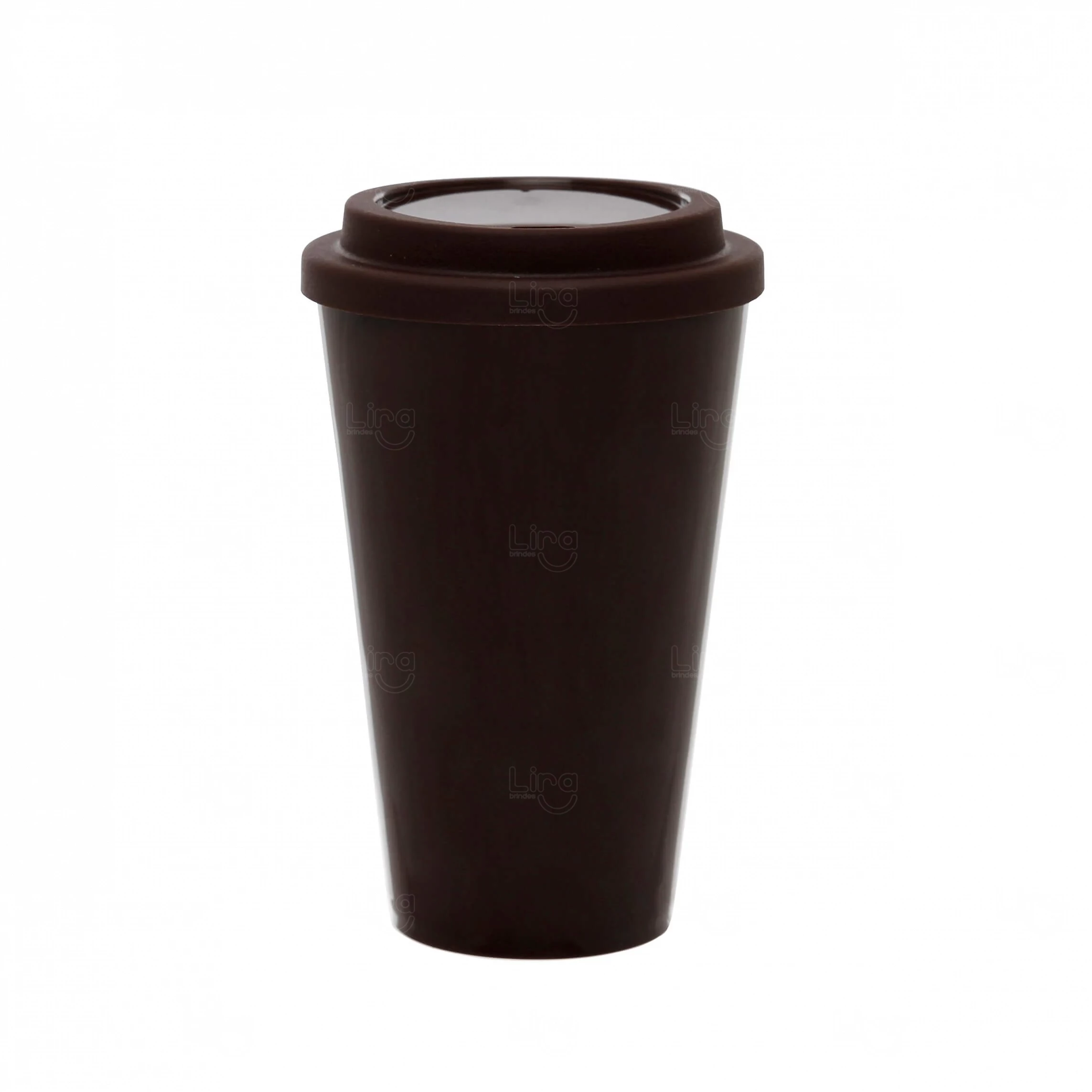 Copo In Mold Label com Tampa 550ml Personalizado Marrom