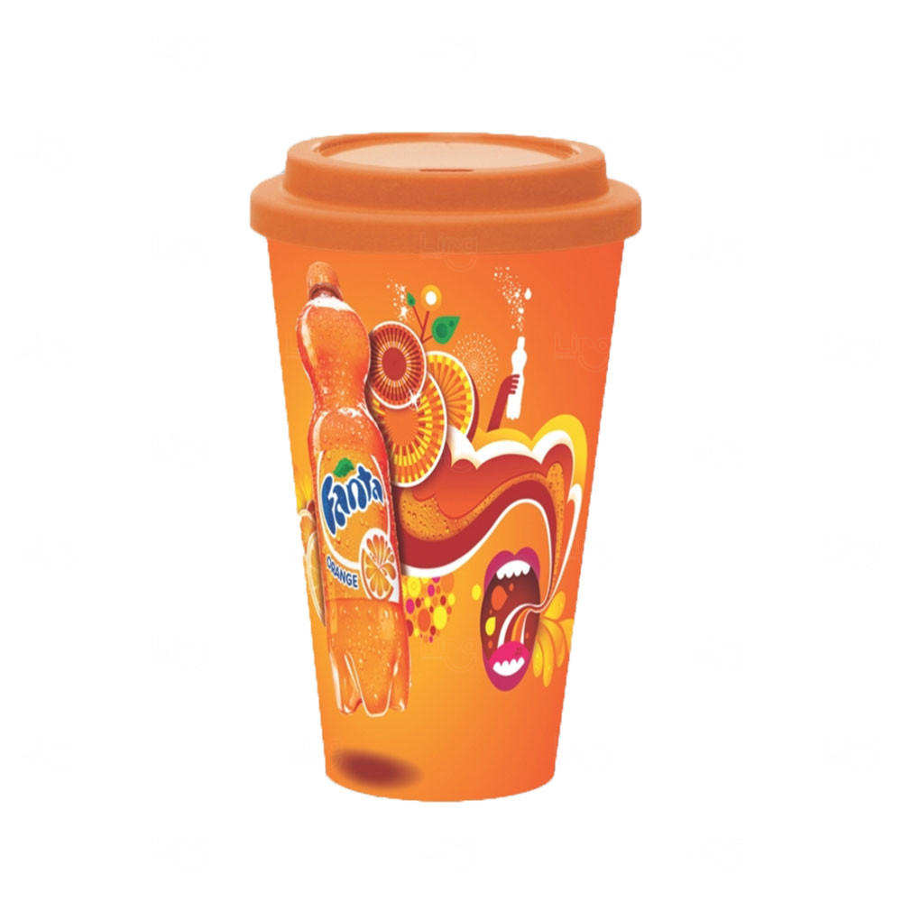 Copo In Mold Label com Tampa 550ml Personalizado Azul Claro