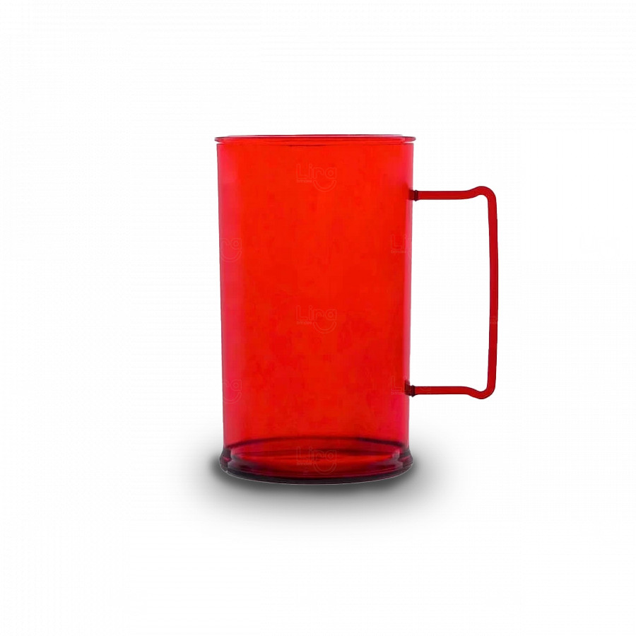 Caneca de Chopp 500ml em PS Cristal Personalizada Vermelho