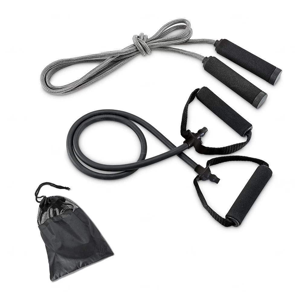 Kit fitness Personalizado - 2 peças Prata e Preto
