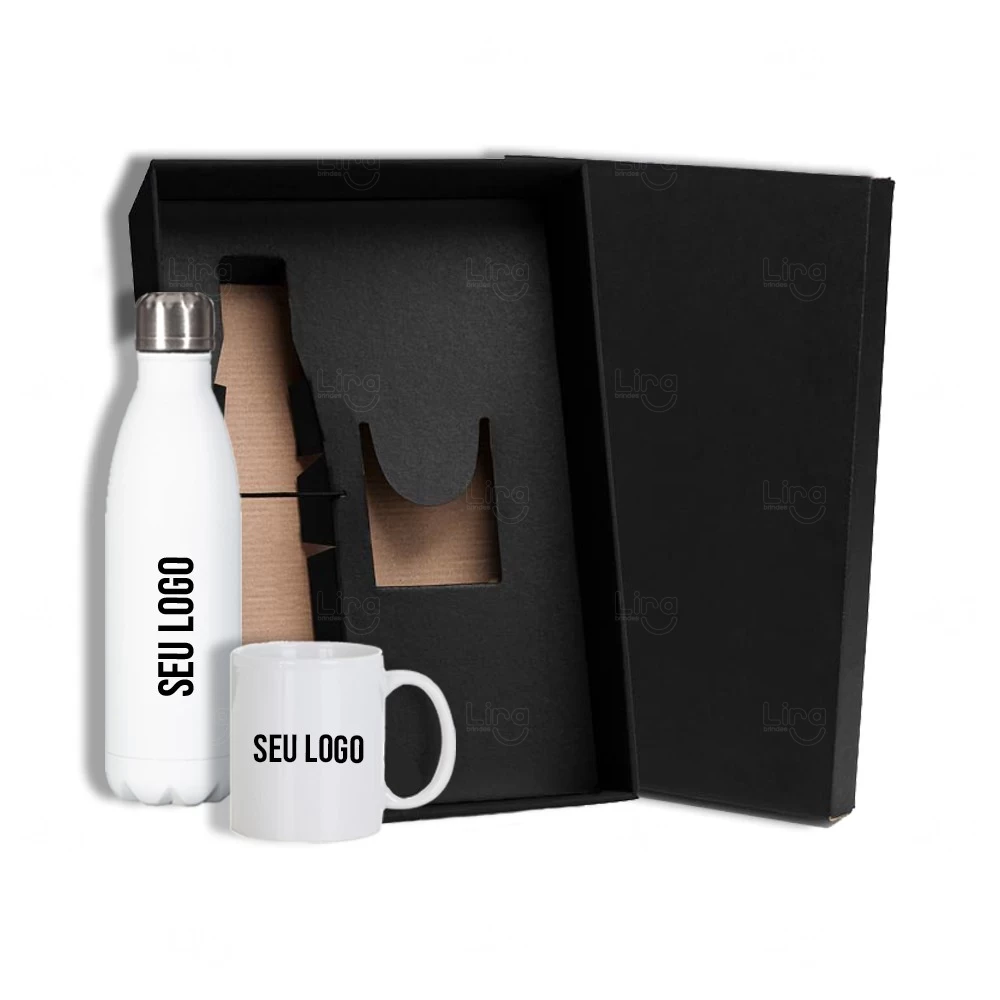 Kit Caneca e Garrafa Personalizado Branco