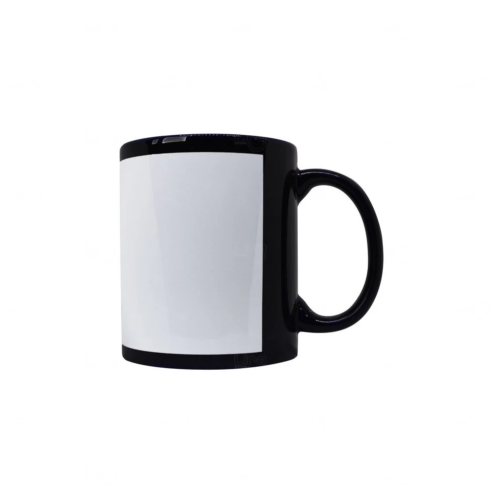 Caneca de Cerâmica com Tarja Personalizada - 325ml Preto