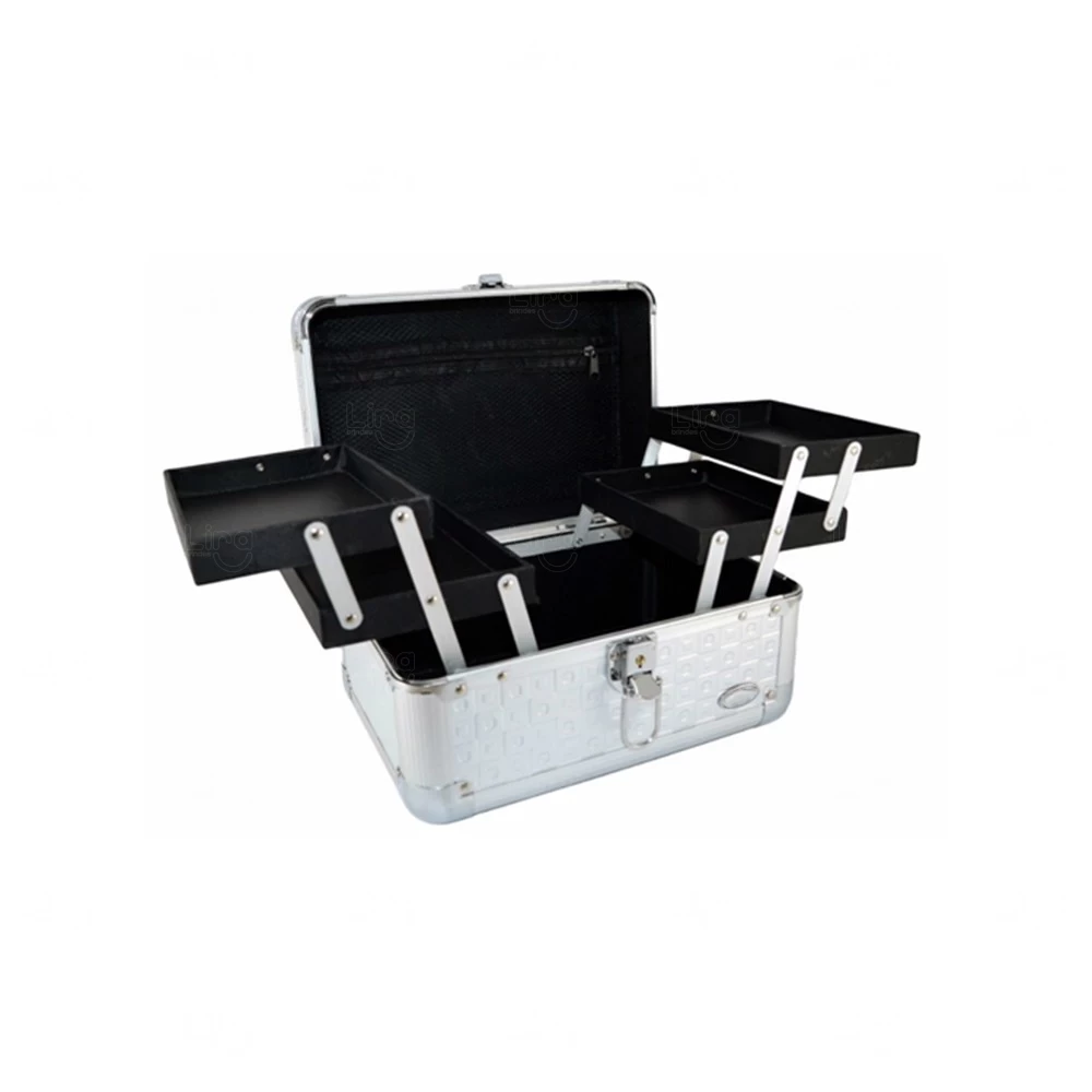 Maleta de Maquiagem Personalizada - 16 x 23 cm Prata