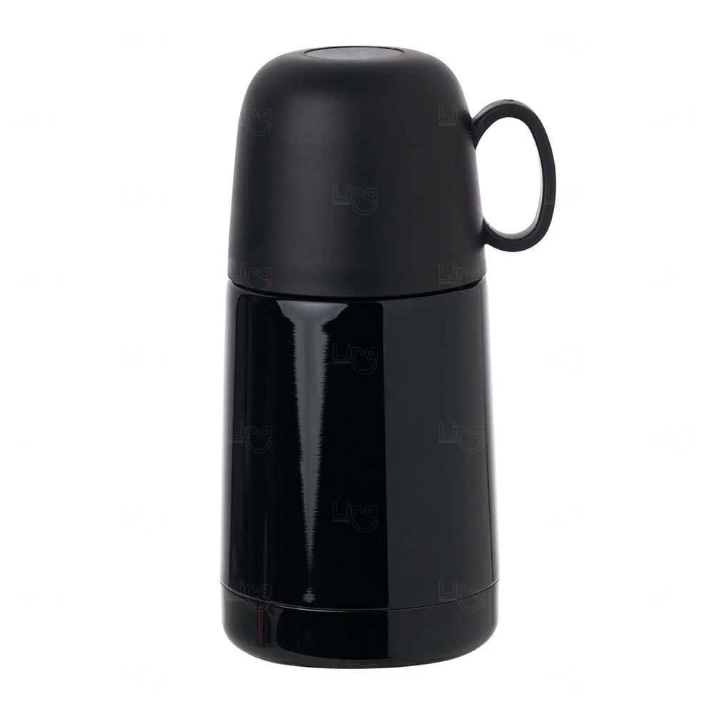 Garrafa Térmica 230ml com Tampa Xícara Personalizada Preto