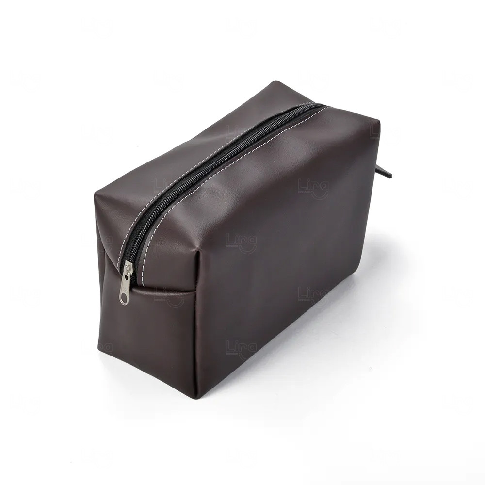 Nécessaire Masculina em Couro Sintético Personalizada Marrom