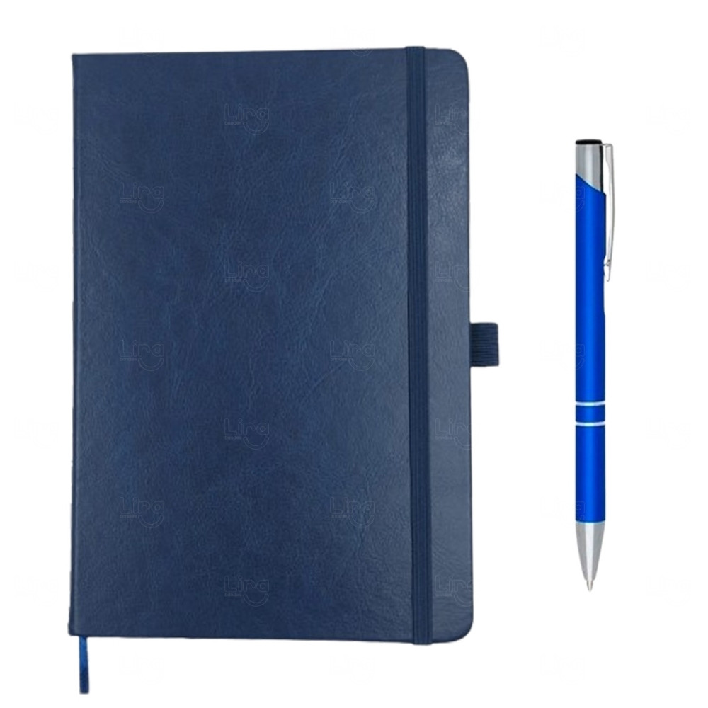 Moleskine c/ Caneta Personalizado - 21 x 14,5 cm Azul
