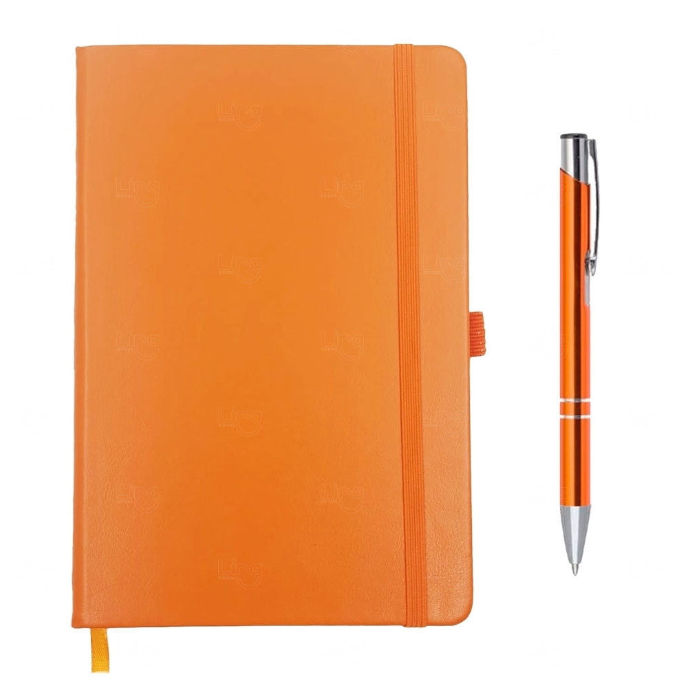 Moleskine c/ Caneta Personalizado - 21 x 14,5 cm Laranja