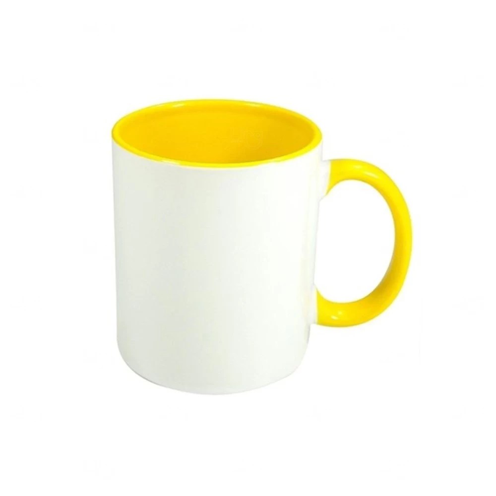 Caneca de Cerâmica 325ml Fundo Colorido Personalizada Amarelo