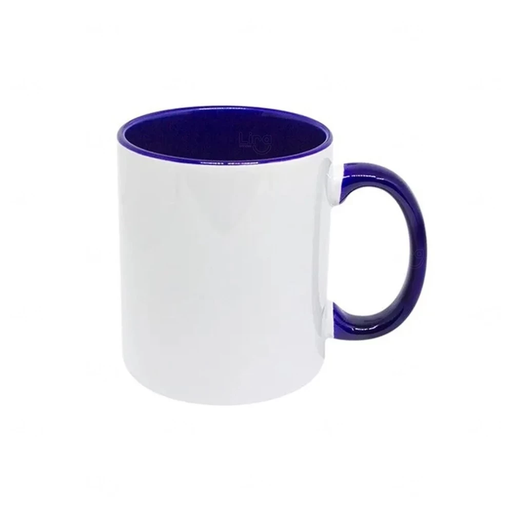 Caneca de Cerâmica 325ml Fundo Colorido Personalizada Azul Escuro