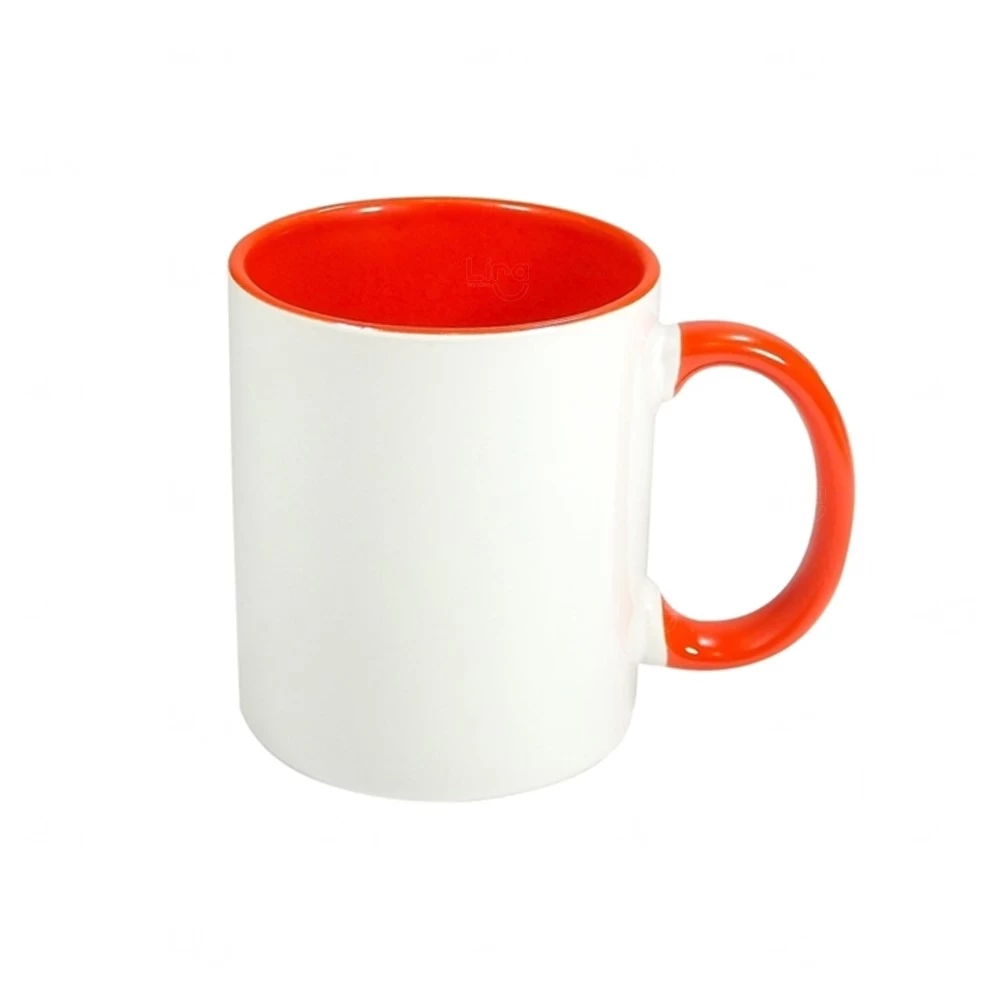 Caneca de Cerâmica 325ml Fundo Colorido Personalizada Laranja