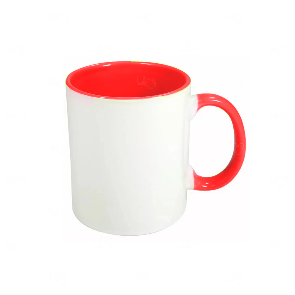 Caneca de Cerâmica 325ml Fundo Colorido Personalizada Vermelho