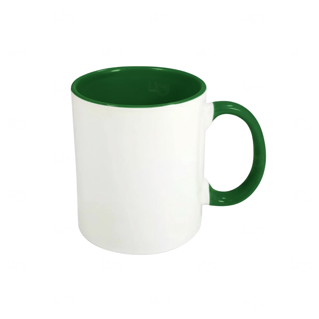 Caneca de Cerâmica 325ml Fundo Colorido Personalizada Verde Escuro