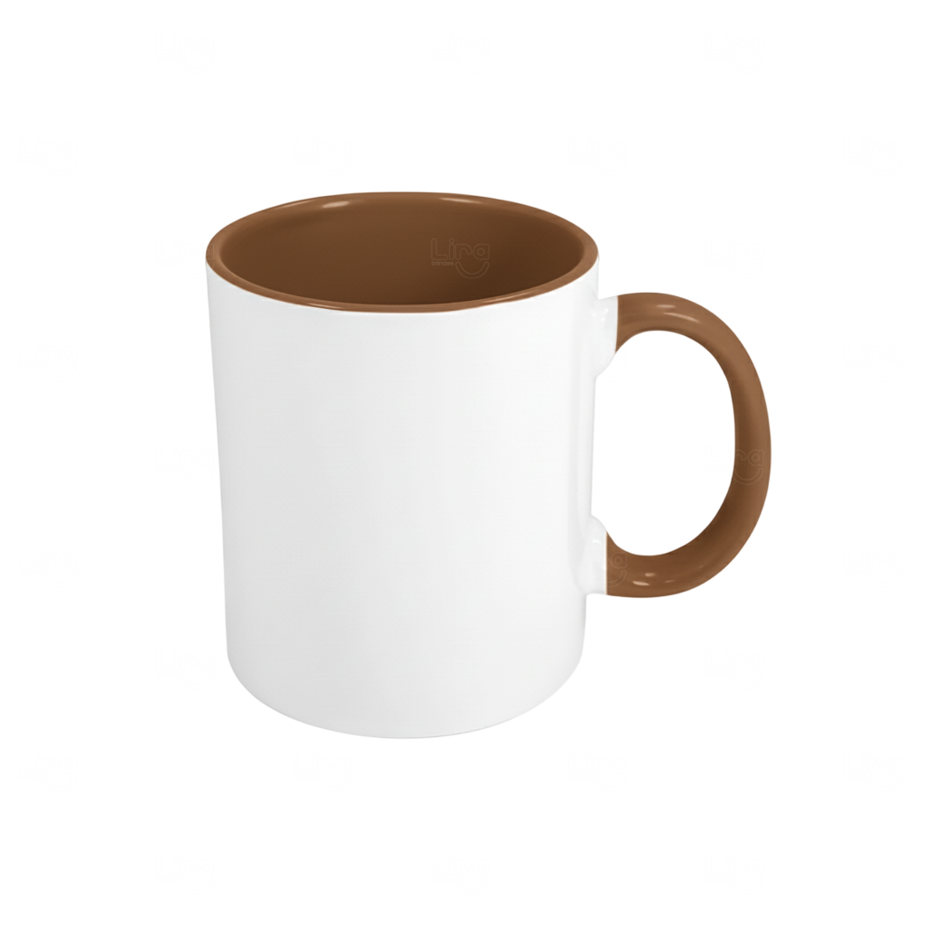 Caneca de Cerâmica 325ml Fundo Colorido Personalizada Marrom