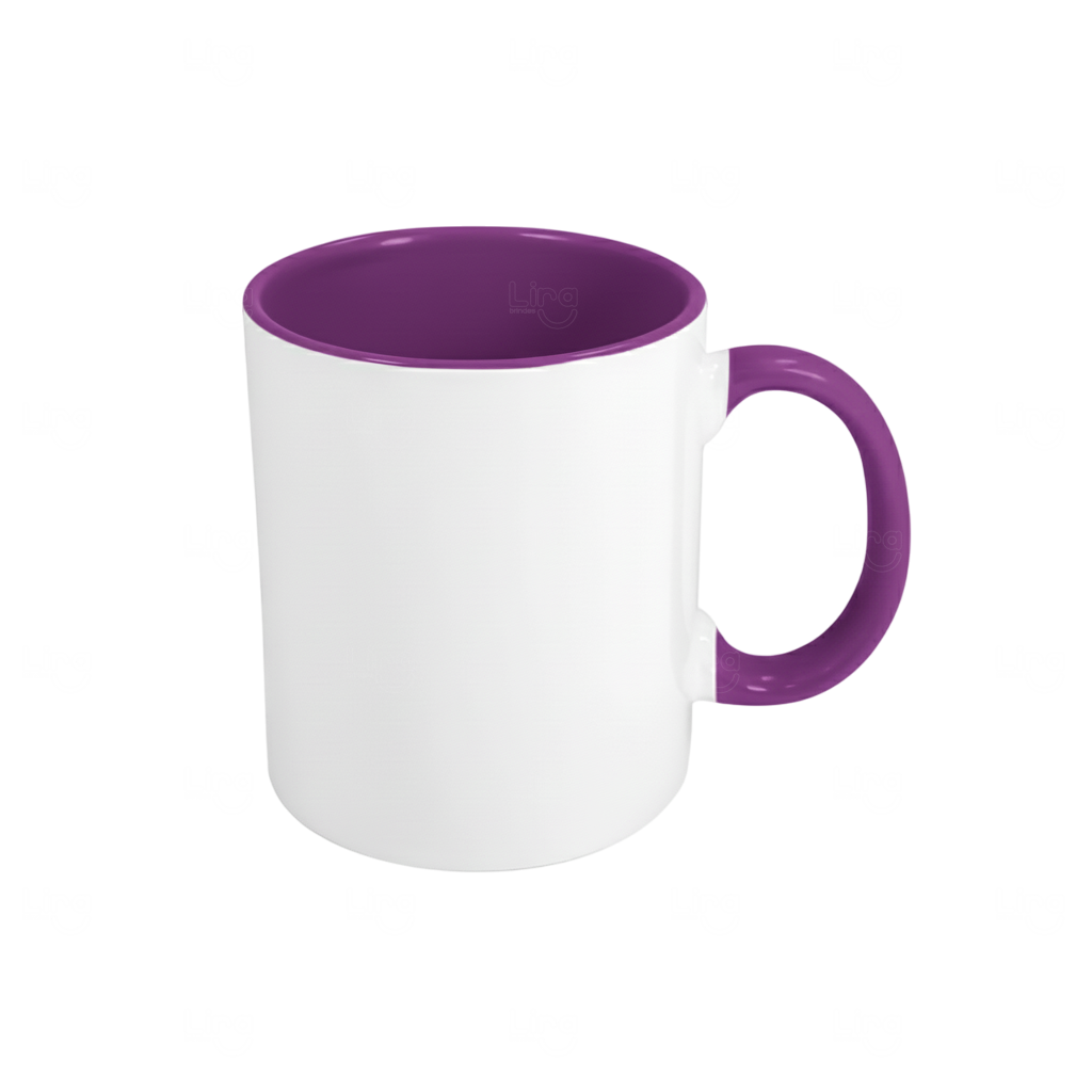 Caneca de Cerâmica 325ml Fundo Colorido Personalizada Roxo