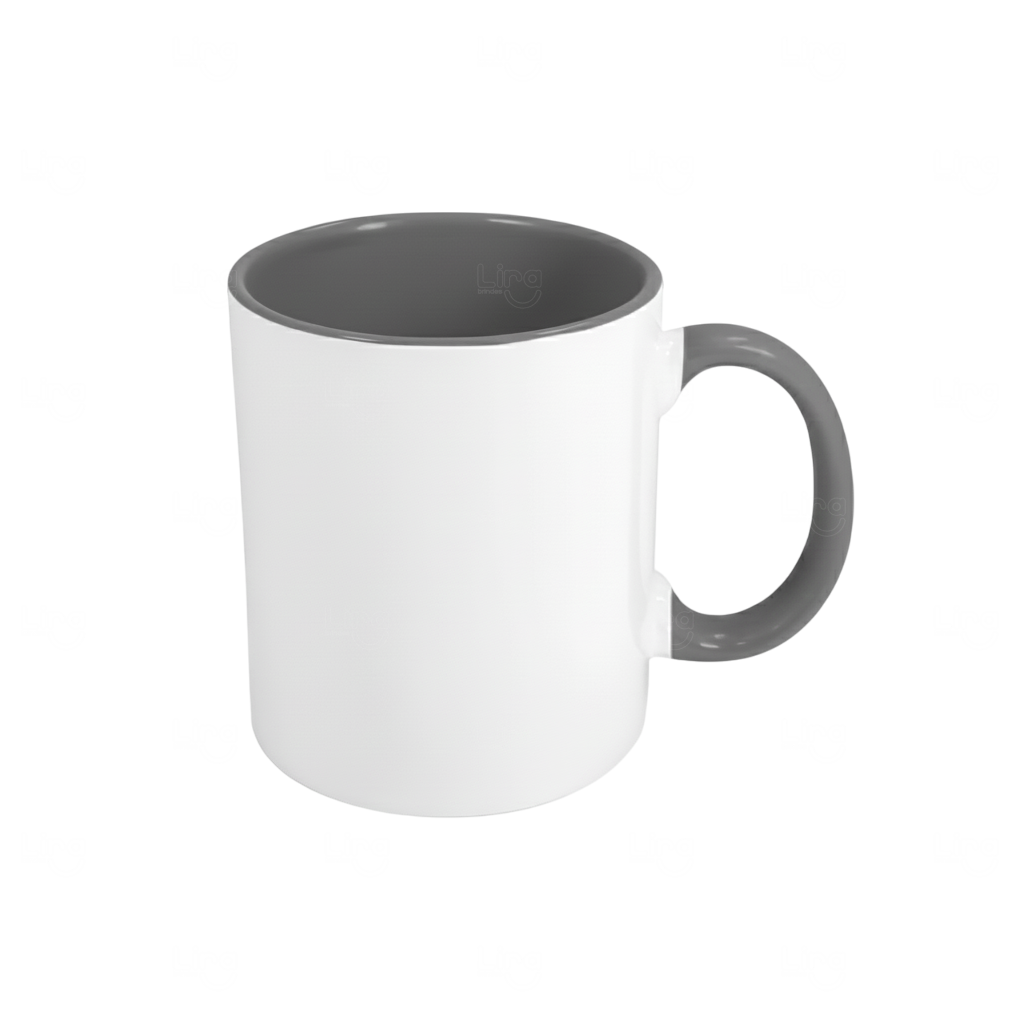 Caneca de Cerâmica 325ml Fundo Colorido Personalizada Cinza