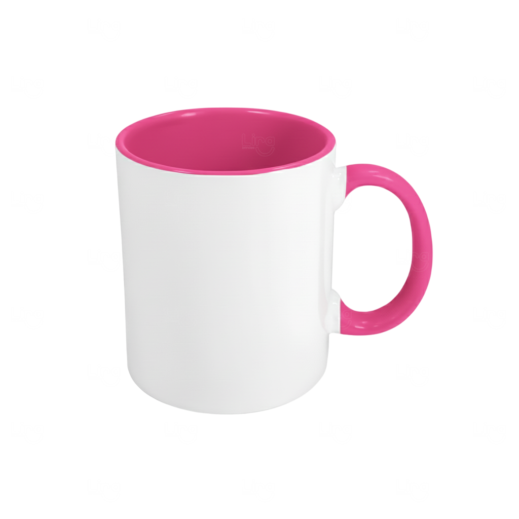Caneca de Cerâmica 325ml Fundo Colorido Personalizada Rosa Pink