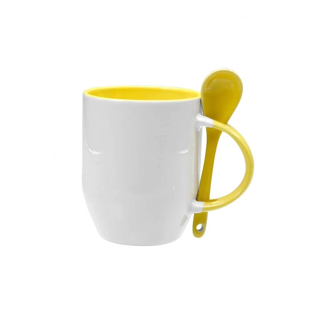 Caneca de Cerâmica com Colher Personalizada 
