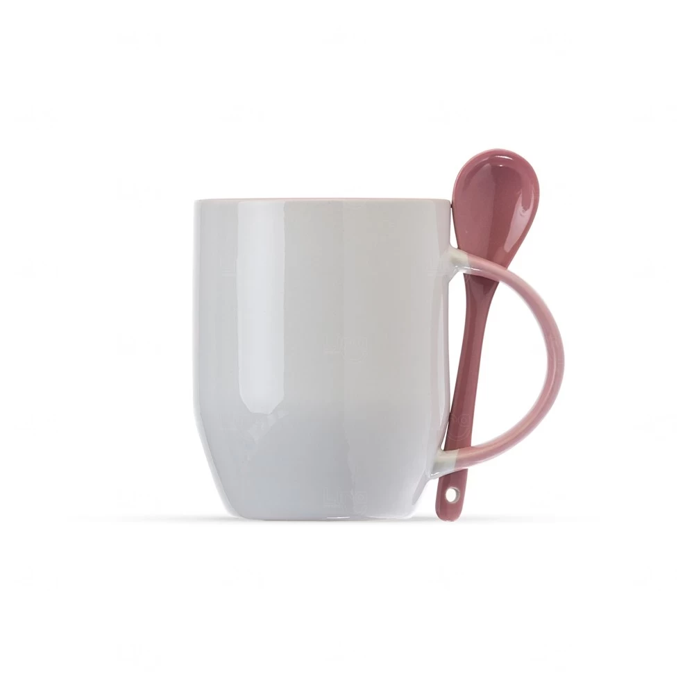 Caneca de Cerâmica com Colher Personalizada 