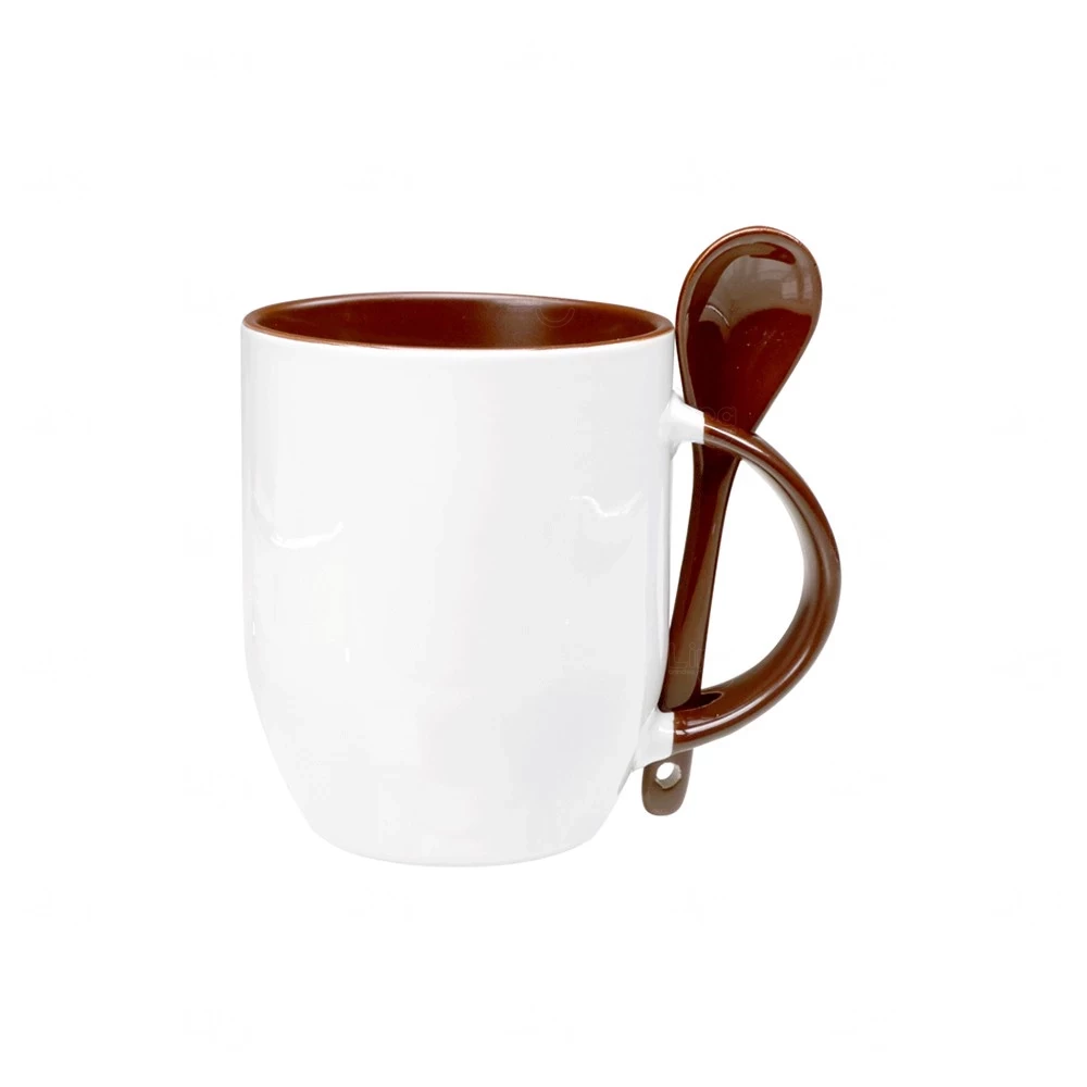 Caneca de Cerâmica com Colher Personalizada 