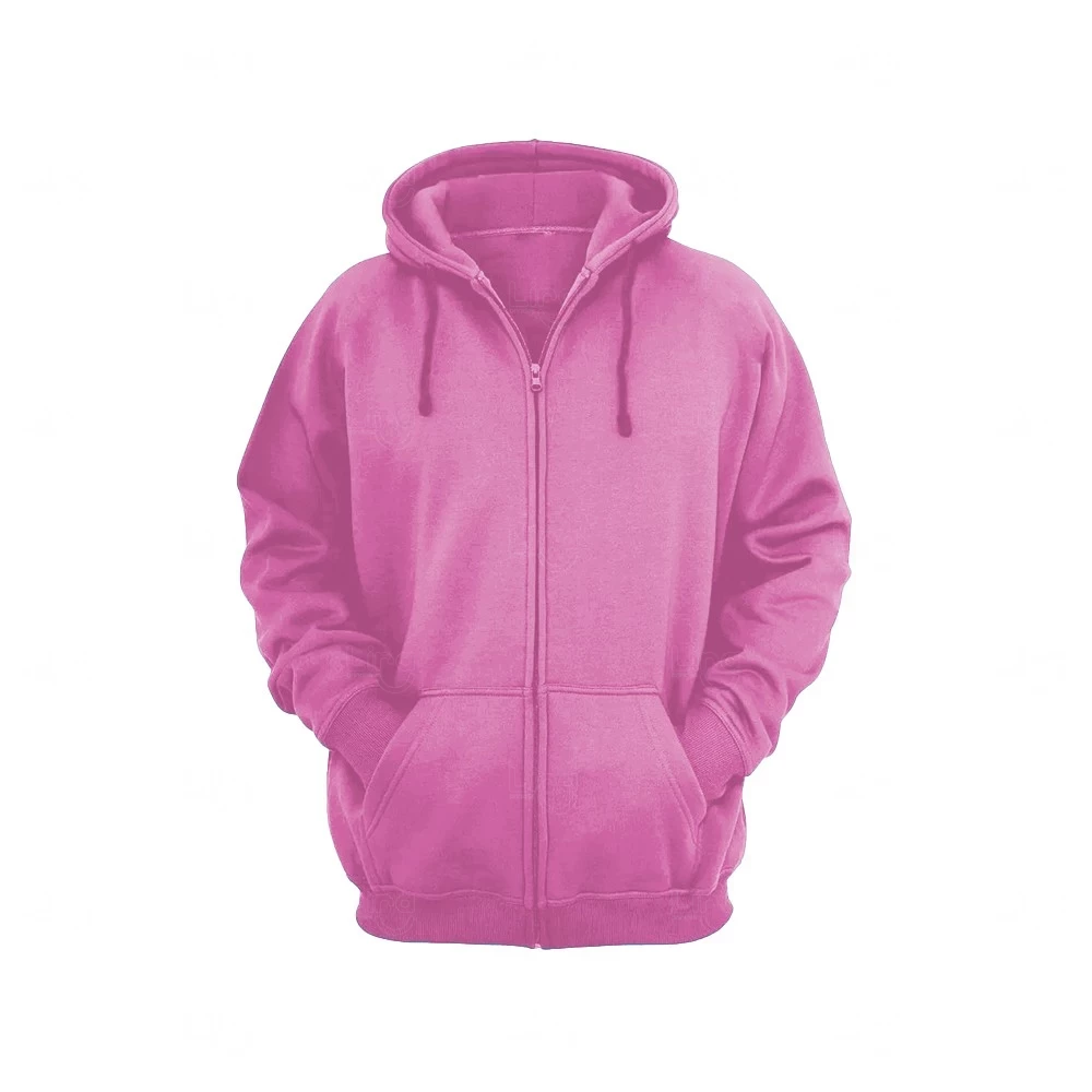 Moletom Canguru com Zíper e Capuz Personalizado Rosa