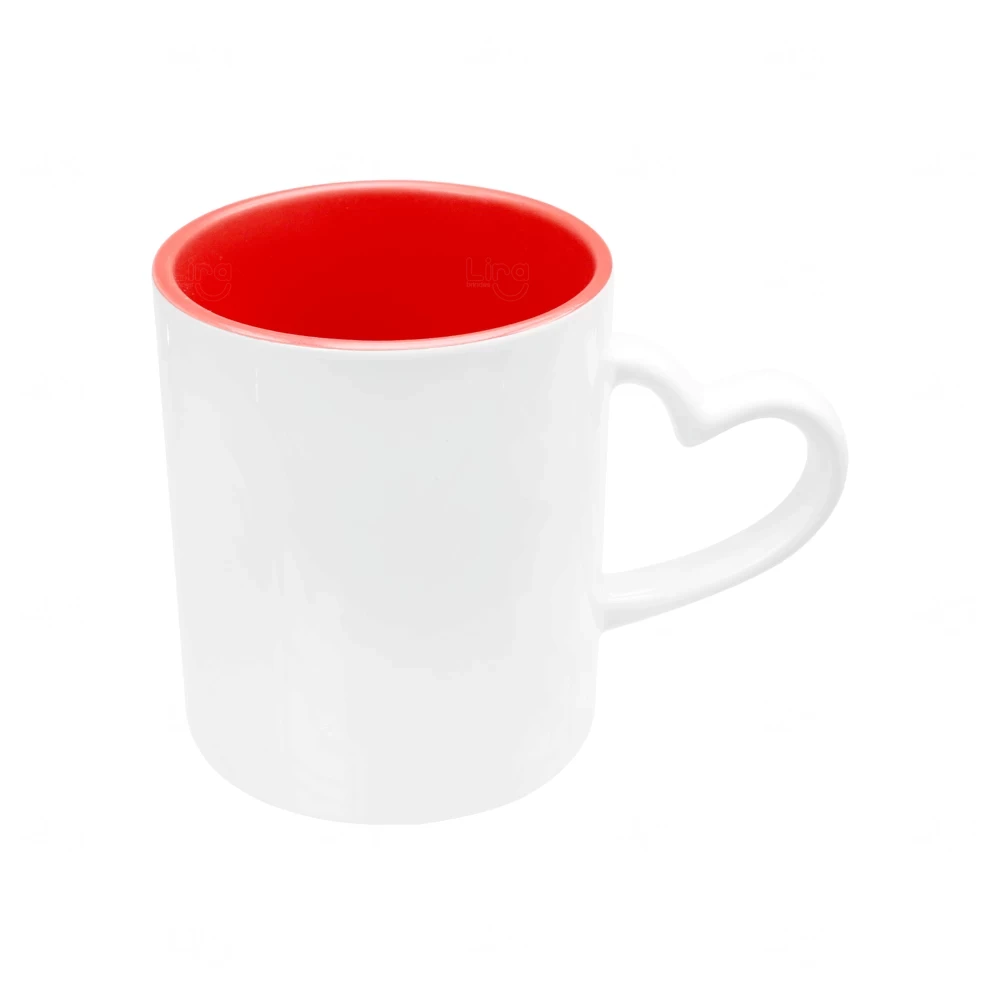 Caneca com Alça de Coração Colorida Personalizada - 325ml 