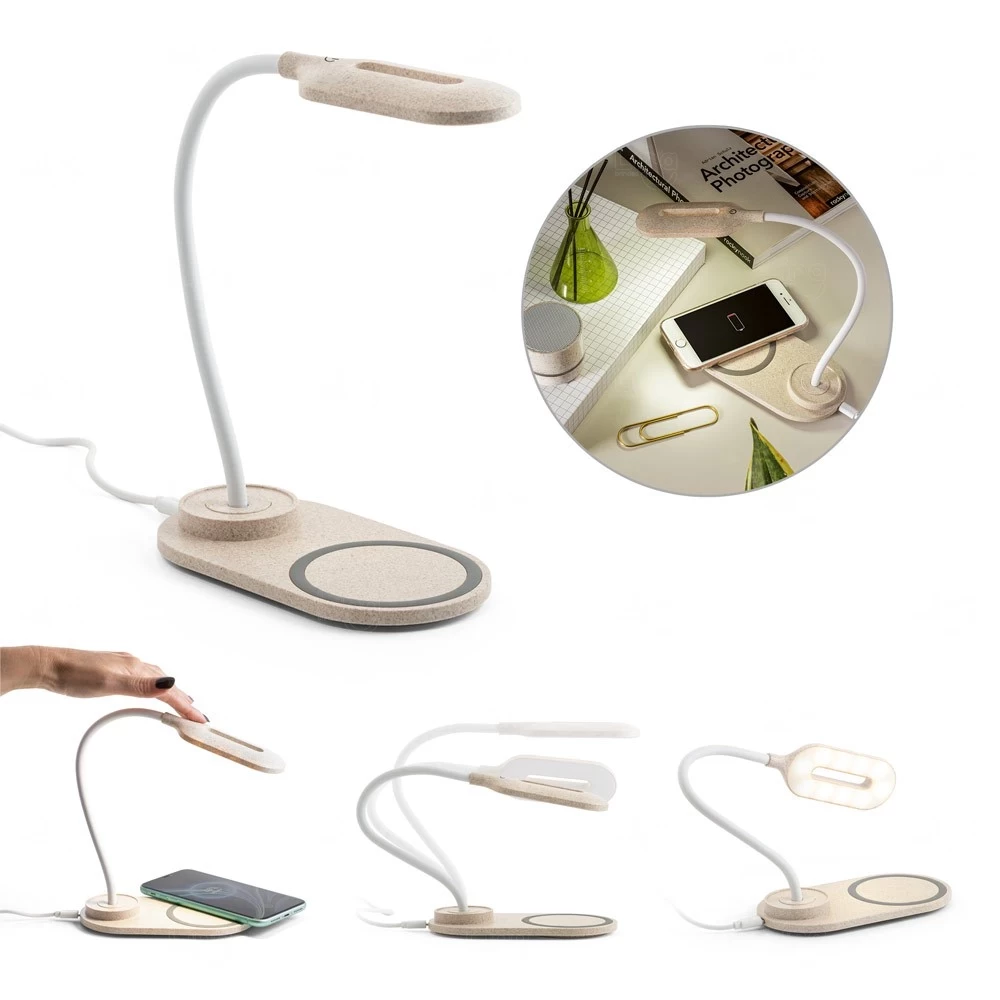 Luminária de Mesa Ecológica com Base de Carregamento 