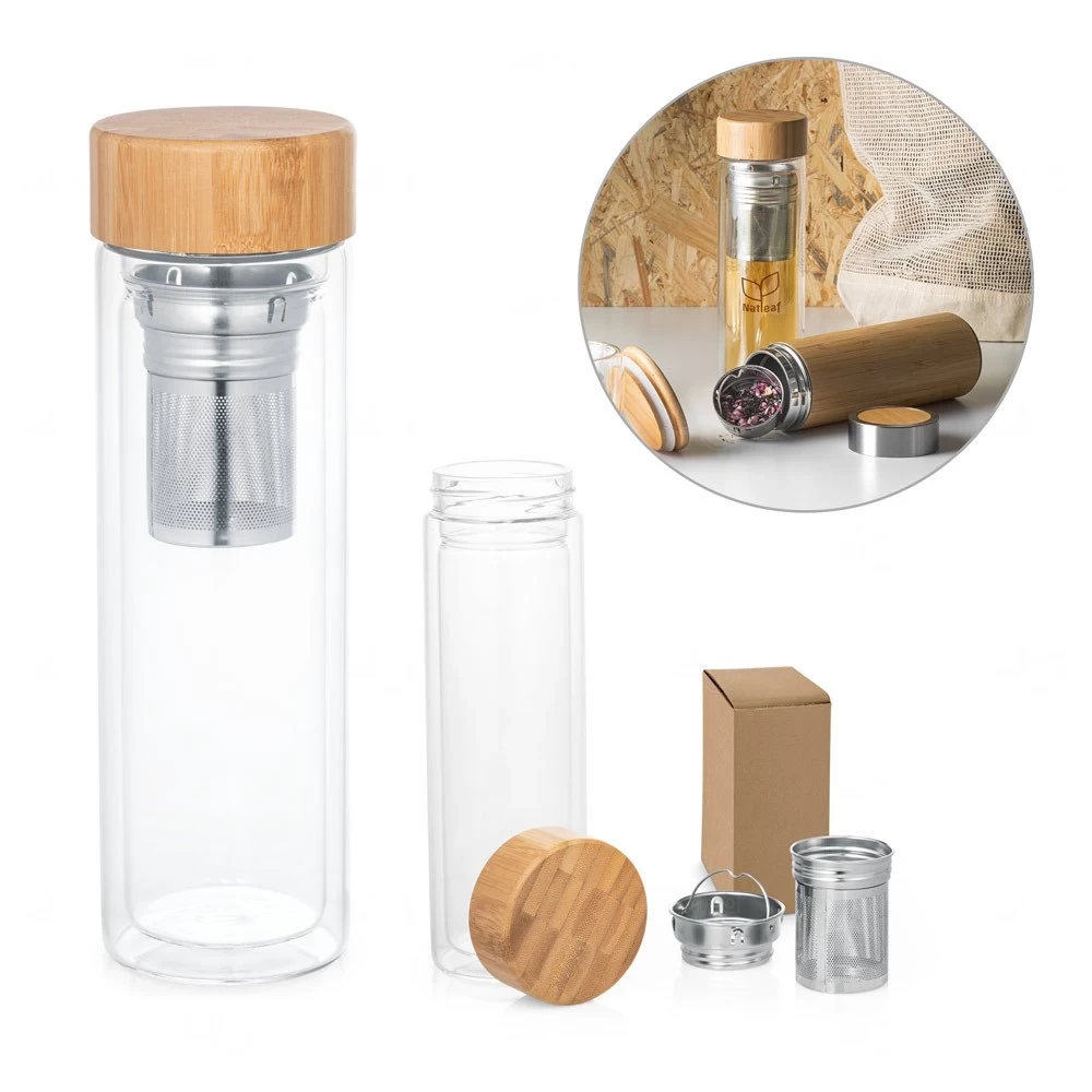 Garrafa de Vidro com Infusores Personalizada - 490ml 