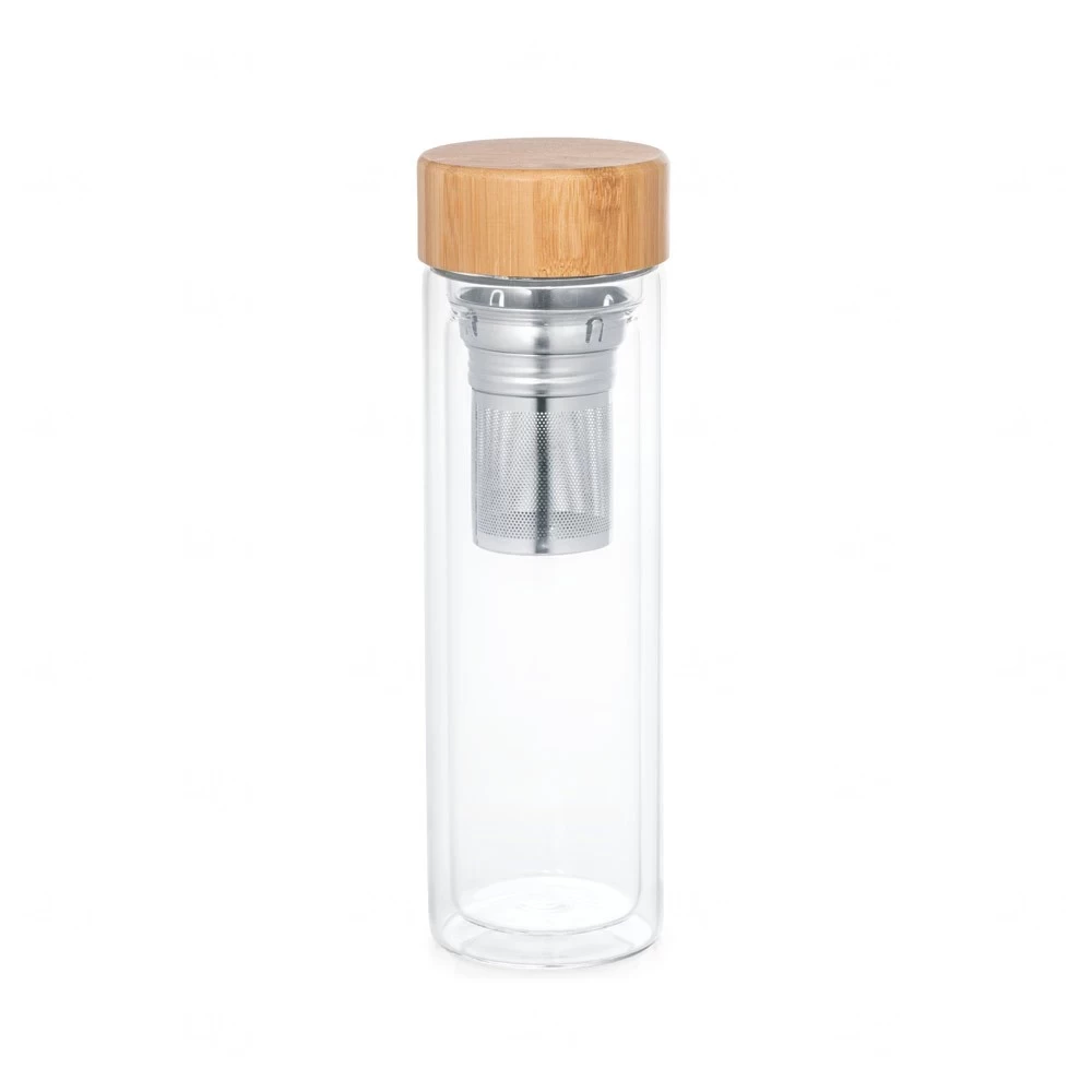 Garrafa de Vidro com Infusores Personalizada - 490ml Natural