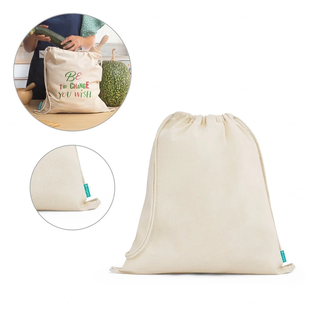 Sacochila Ecológica em Algodão Personalizada - 41 x 37 cm 