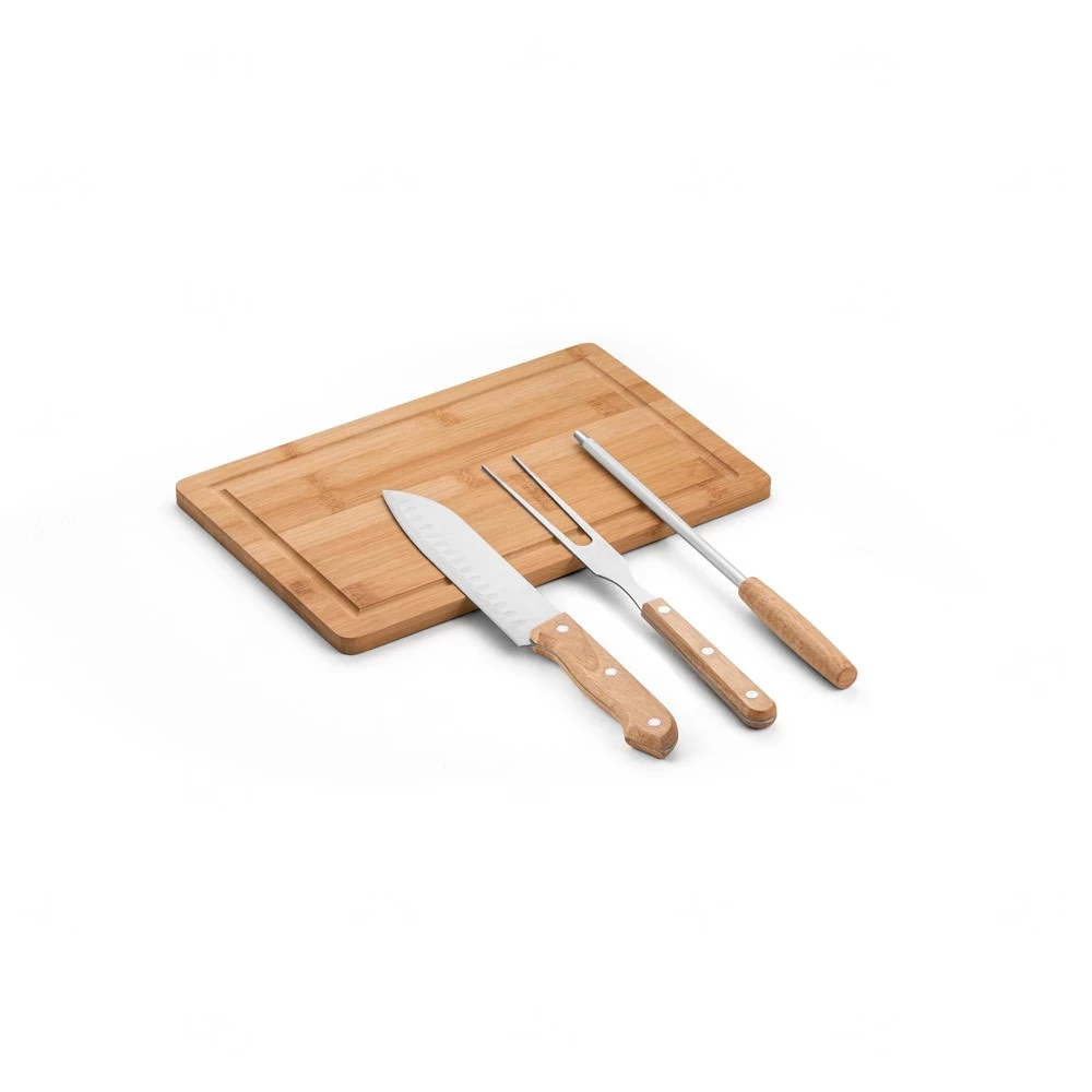 Kit Churrasco Personalizado 4 Peças em Estojo Natural