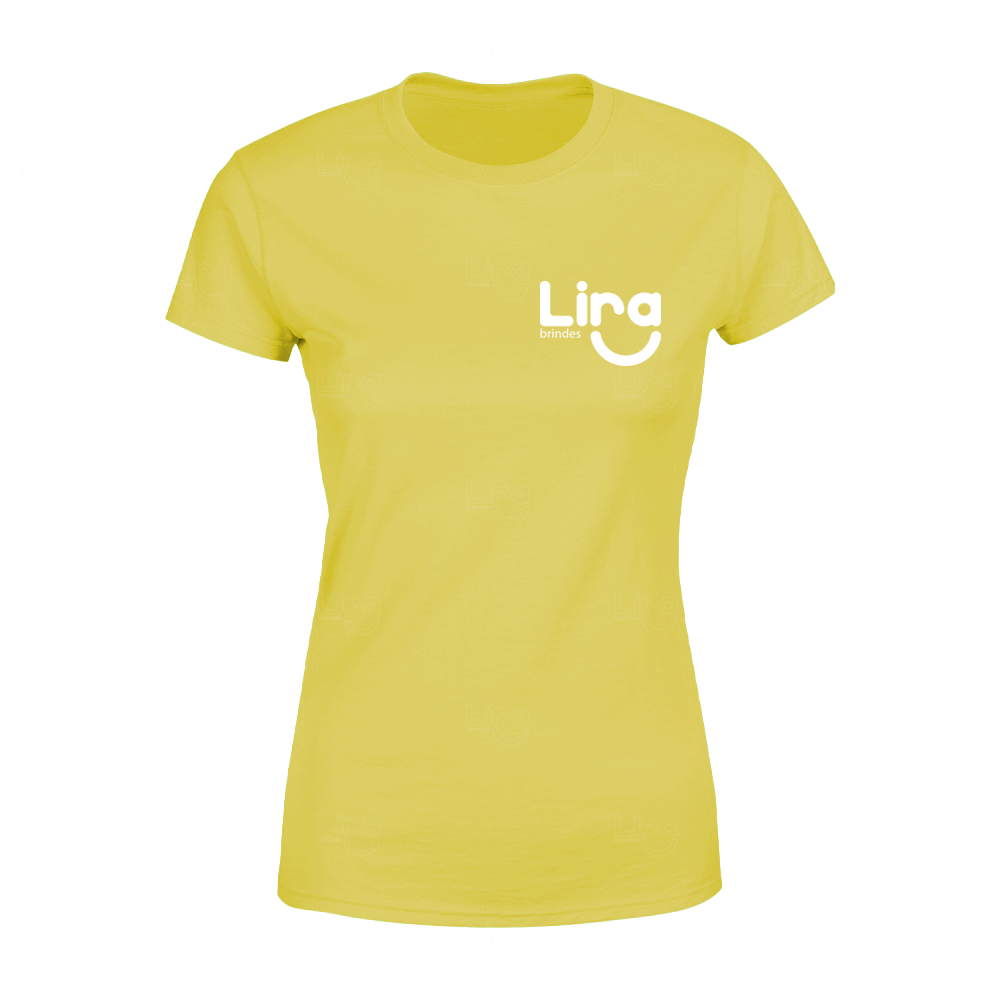 Camiseta Baby Look 100% Algodão Personalizada Amarelo