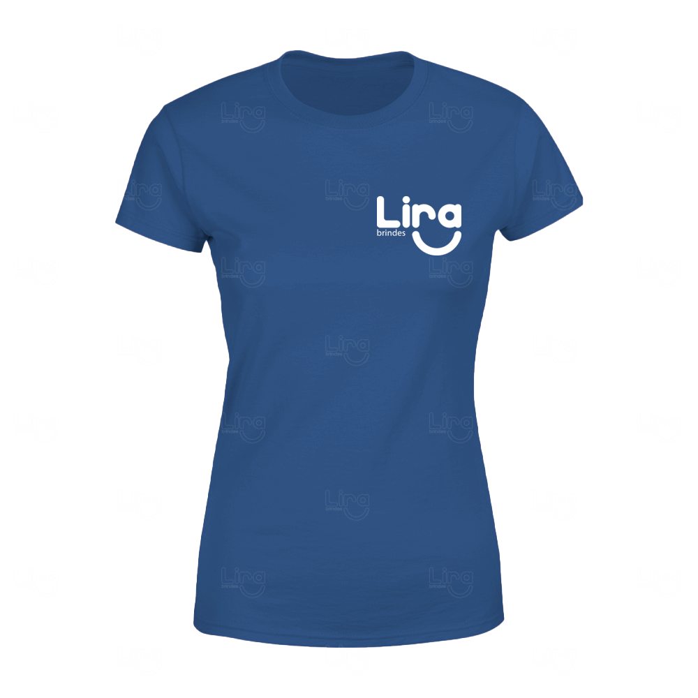 Camiseta Baby Look 100% Algodão Personalizada Azul Escuro