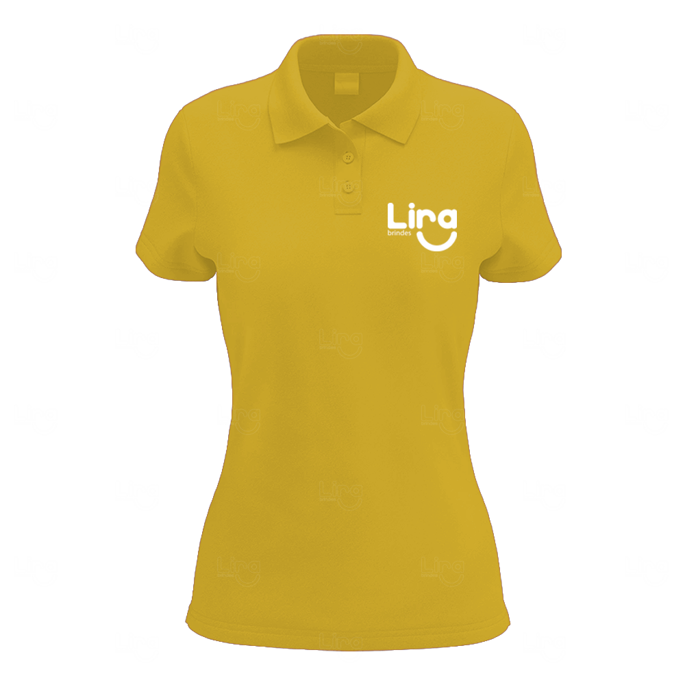 Camiseta Gola Polo Piquet Feminina Personalizada Amarelo