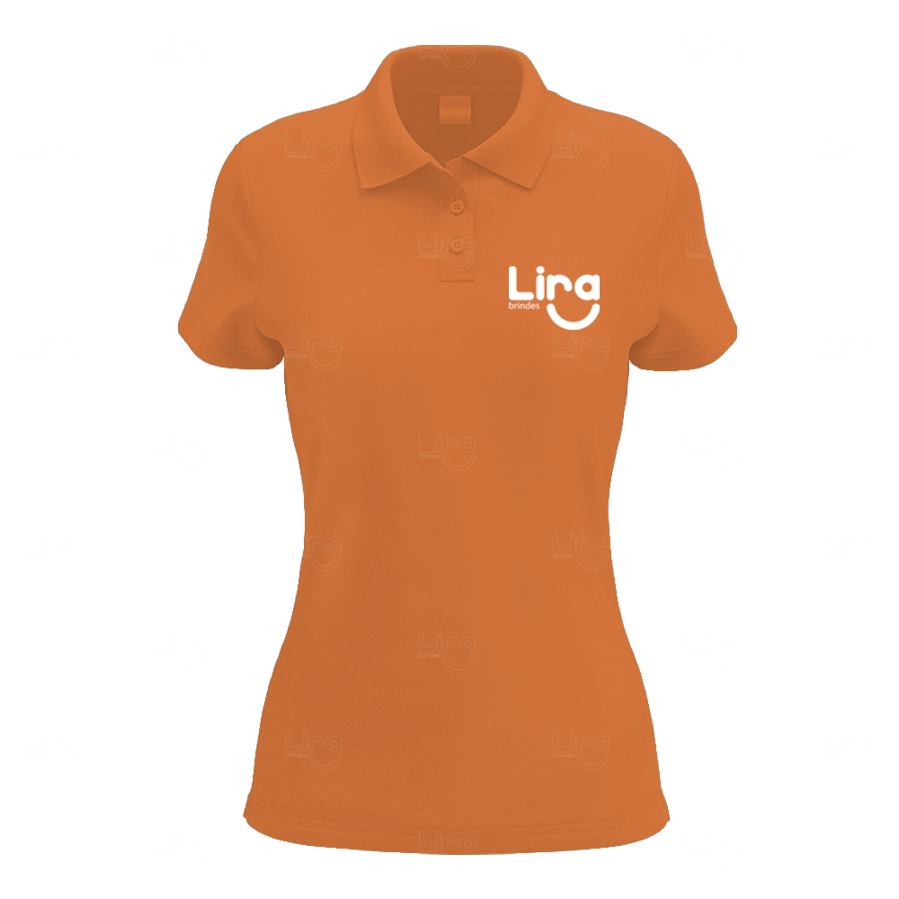 Camiseta Gola Polo Piquet Feminina Personalizada Laranja