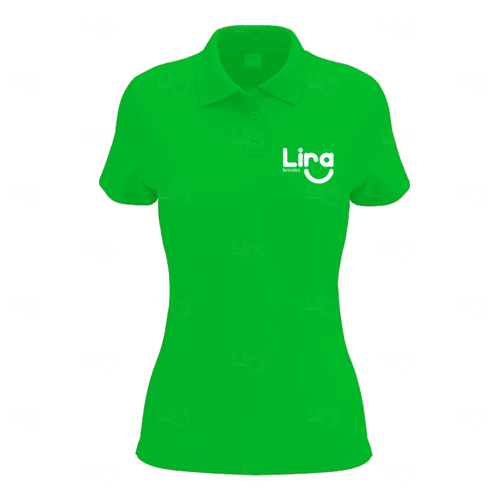 Camiseta Gola Polo Piquet Feminina Personalizada Verde Claro
