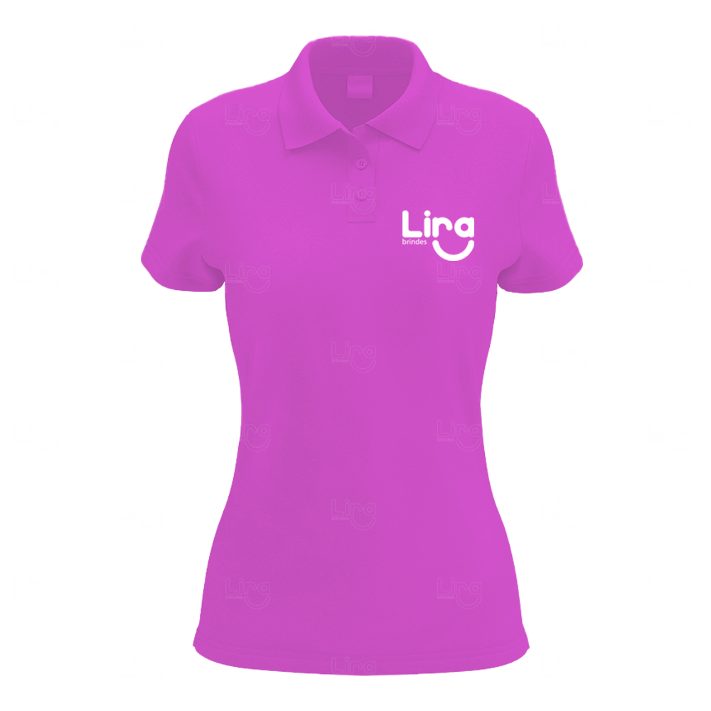 Camiseta Gola Polo Piquet Feminina Personalizada Rosa