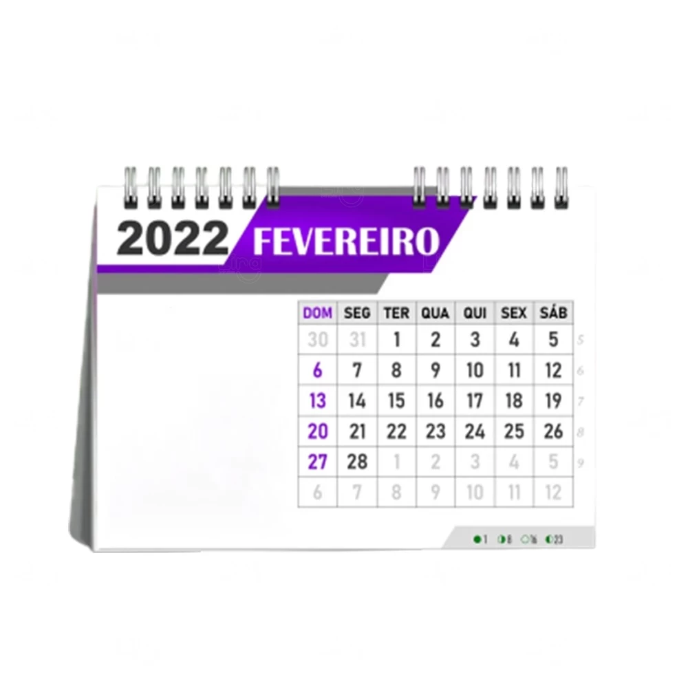Calendário Personalizado 6 Lâminas Roxo