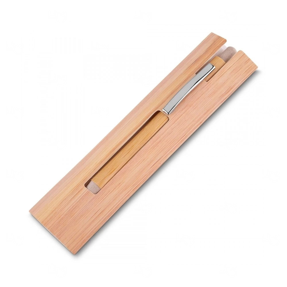 Caneta Ecológica de Bambu com Estojo Personalizada 