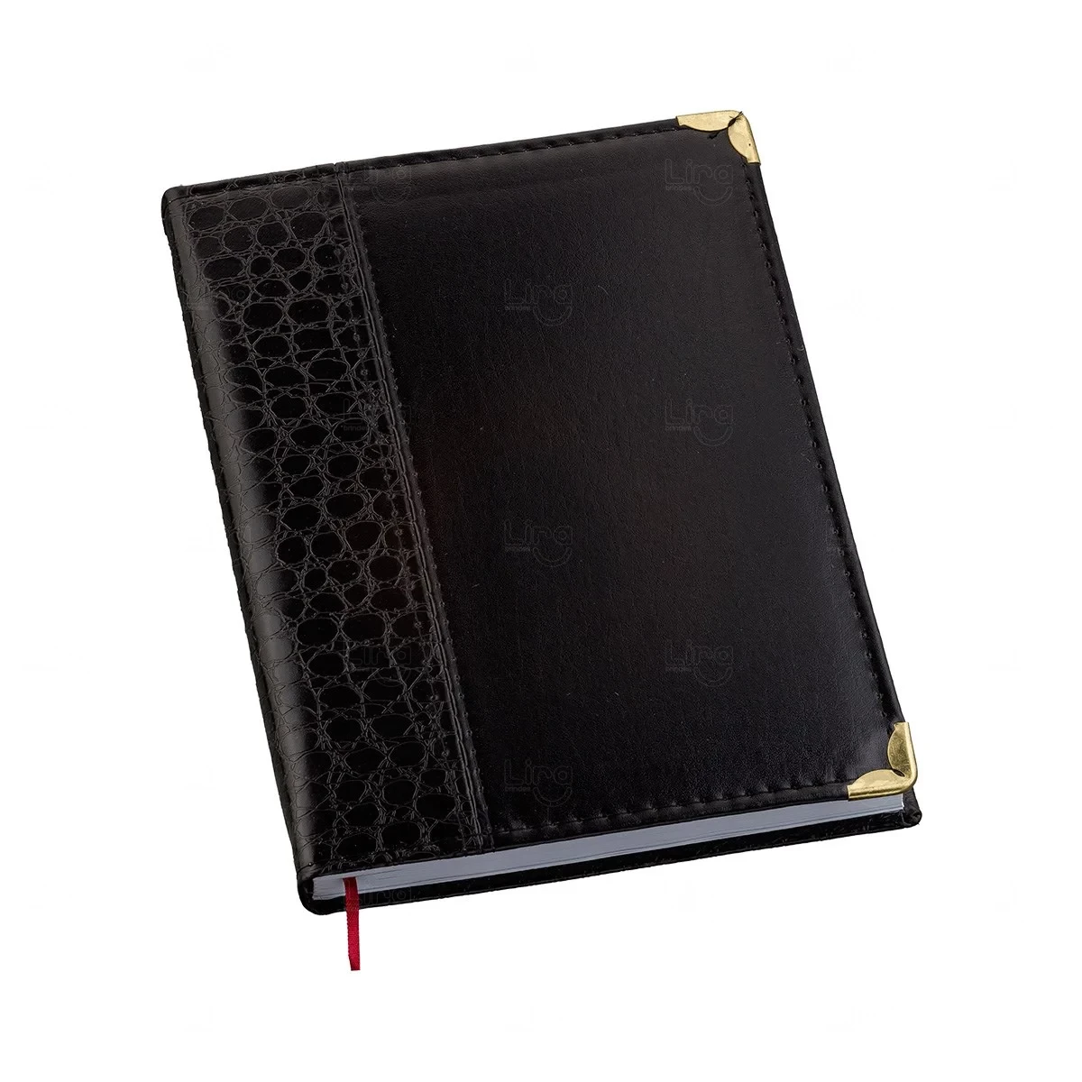 Agenda Diária 2026 Croco Preta Personalizada - 14,5x20cm Preto