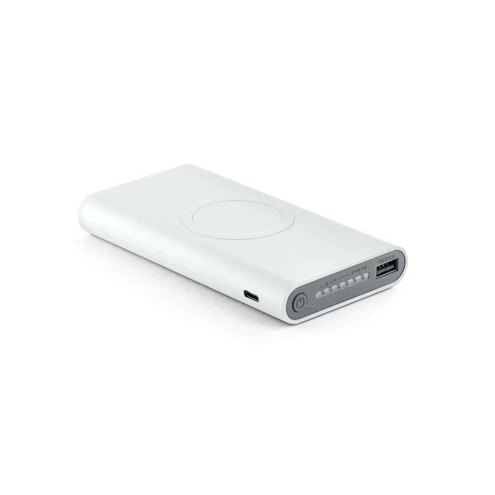 Bateria Portátil Wireless Personalizada - 10.000mAh Branco