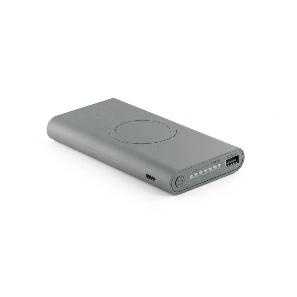 Bateria Portátil Wireless Personalizada - 10.000mAh Cinza