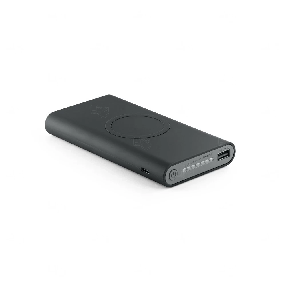 Bateria Portátil Wireless Personalizada - 10.000mAh Preto