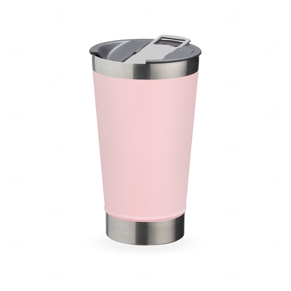 Copo Térmico Inox 500ml Personalizado Rosa Claro