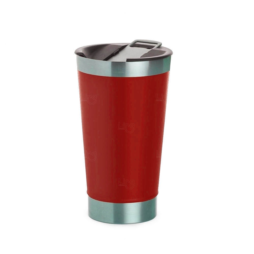 Copo Térmico Inox 500ml Personalizado Vermelho