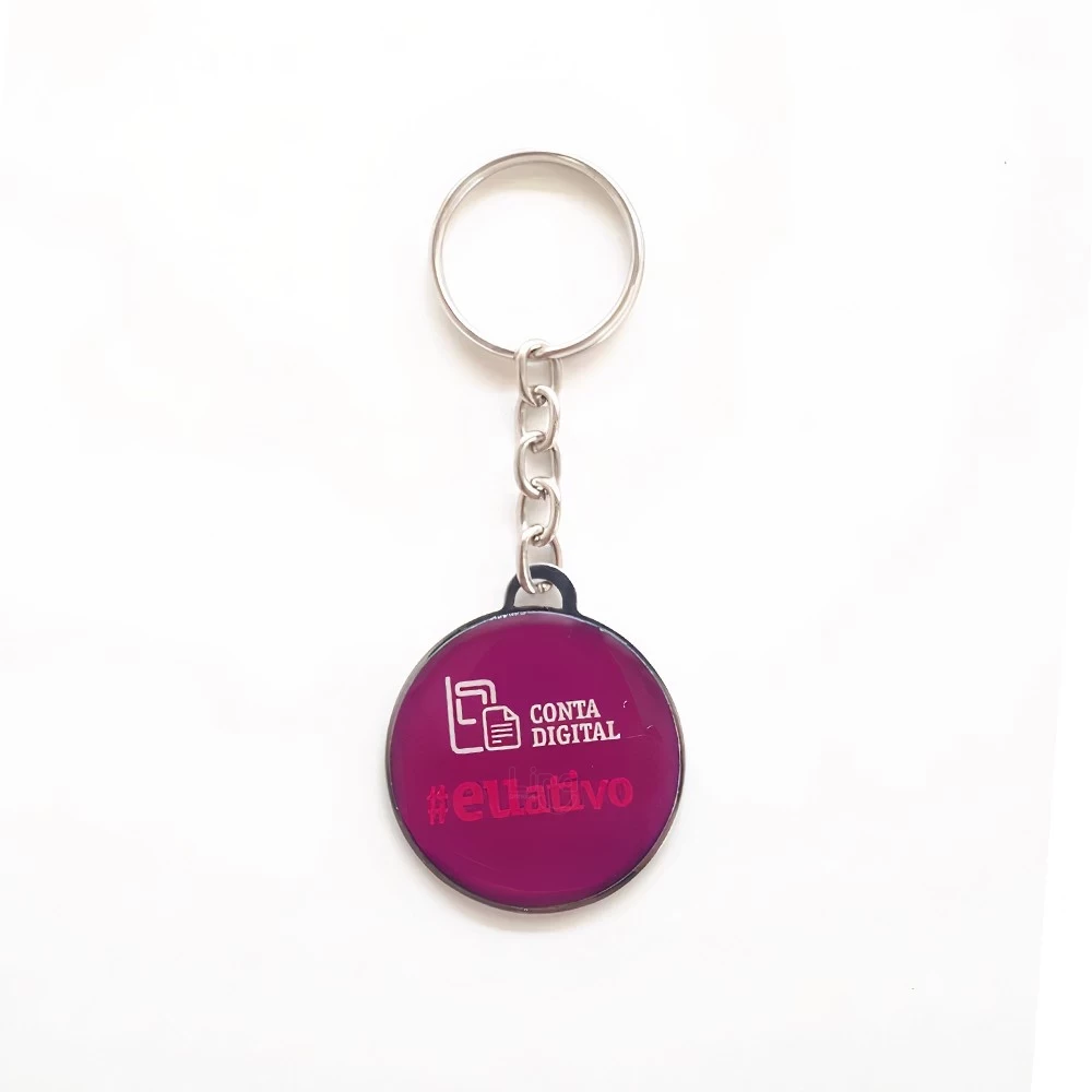 Chaveiro com Etiqueta Resinada Personalizado Rosa