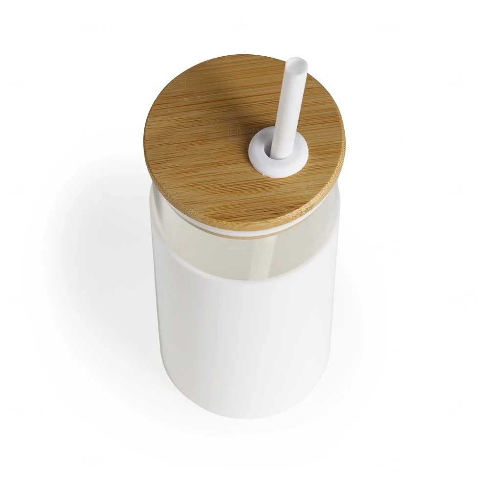 Copo de Vidro 500ml com Canudo Personalizado 