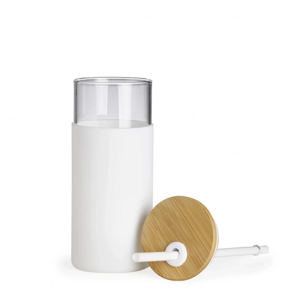 Copo de Vidro 500ml com Canudo Personalizado 
