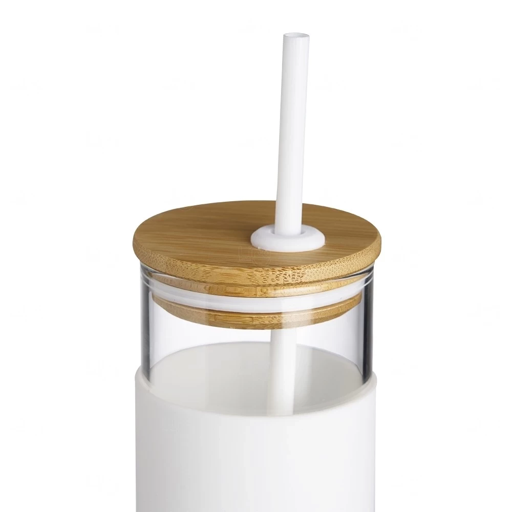Copo de Vidro 500ml com Canudo Personalizado 