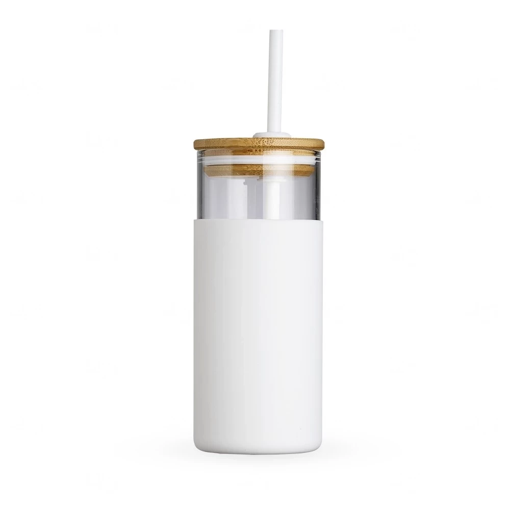 Copo de Vidro 500ml com Canudo Personalizado 